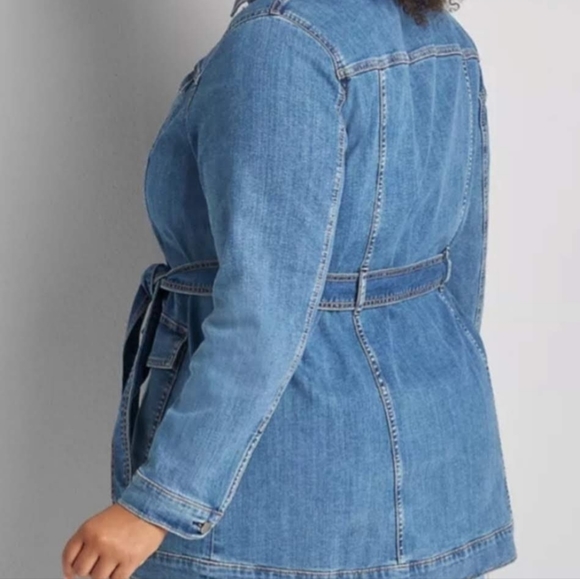Lane Bryant Long Denim Jean Jacket Sz 16 - Picture 4 of 12